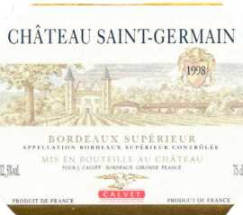 China Wines China,,China:Calvet Chateau ST-Germain, Bordeaux Superieur